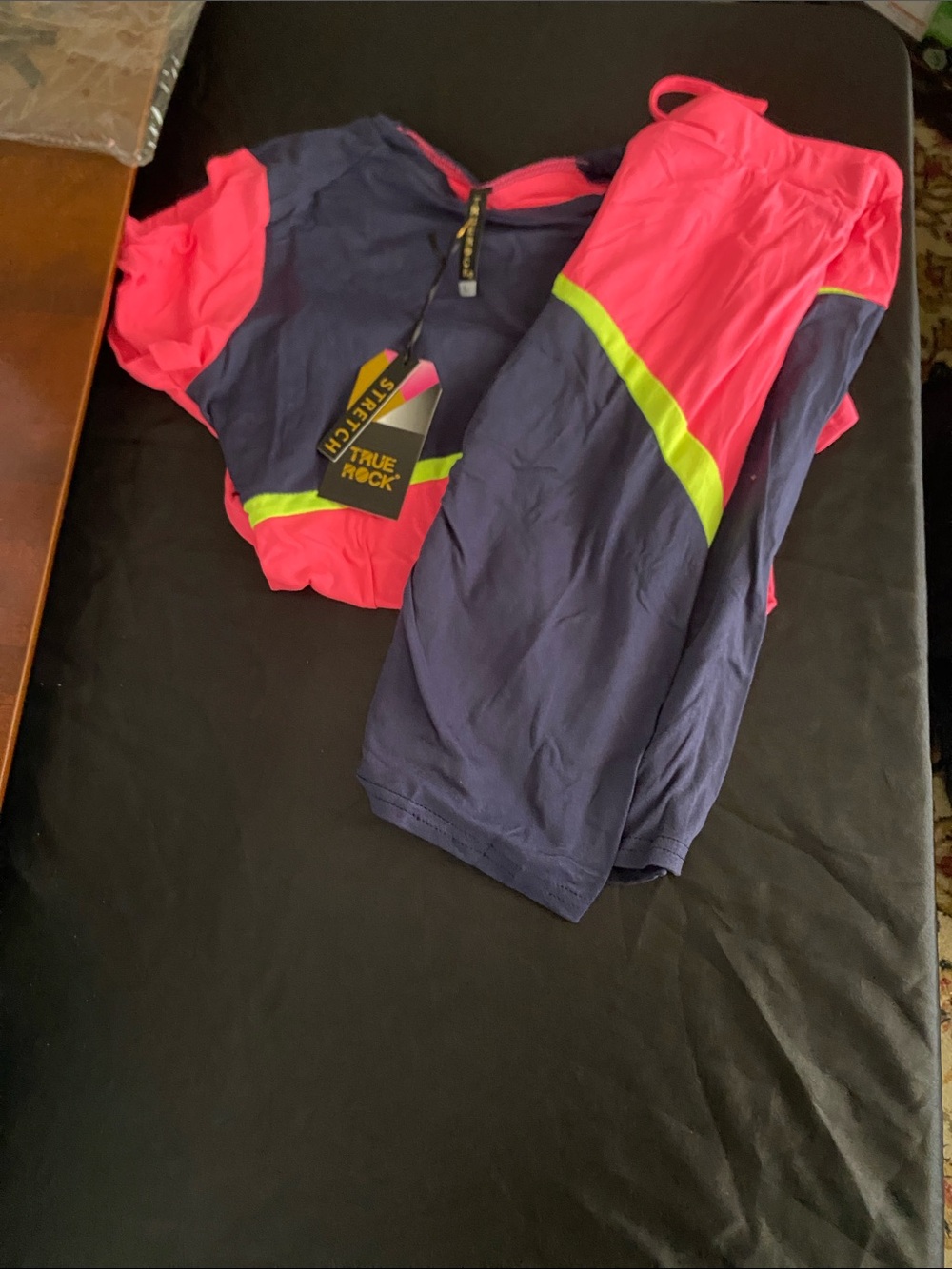 TRUE ROCK Pink, Navy & Neon Yellow Athletic Two-Piece Set